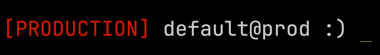 ClickHouse client prompt with production connection