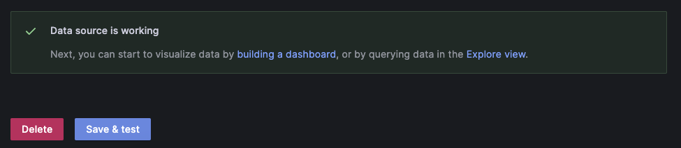 Выбор Save & test